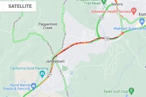 Traffic jam on HWY 108/49 in Jamestown stretching to Sonora at 12:45 p.m.