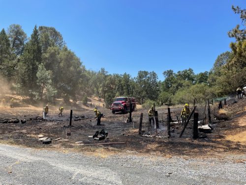 Fire on Tuolumne Road - Photo by Doug Clark - Tuolumne County Fire