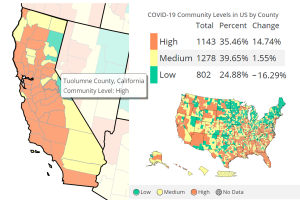 One Covid Death In Tuolumne And Calaveras, 313 New Cases In Tuolumne