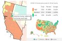 CDC's Covid Community Levels by county reported on July 22