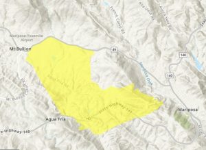 Evacuation warning area for Agua Fire