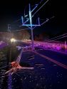 Downed power pole in crash on Highway 26 in the Rancho Calaveras