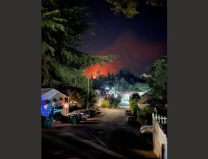 Woods Fire Visible From Downtown Sonora area - Photo by Howie Rodgers