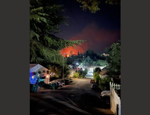 Woods Fire Visible From Downtown Sonora area - Photo by Howie Rodgers