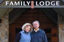 Frank and Sally Helm in front of the Family-Lodge at the ski resort