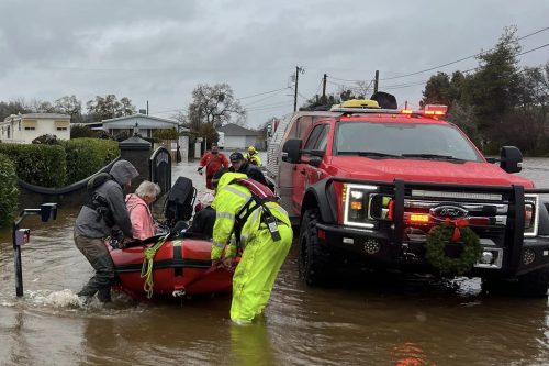 Residents being evacuated from the Castle Rock Mobile Home Park in Valley Springs