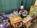Toys piled at Mother Lode Fairgrounds