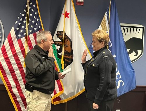 Outgoing CAL OES Director Mark Ghilarducci and incoming Director Nancy Ward