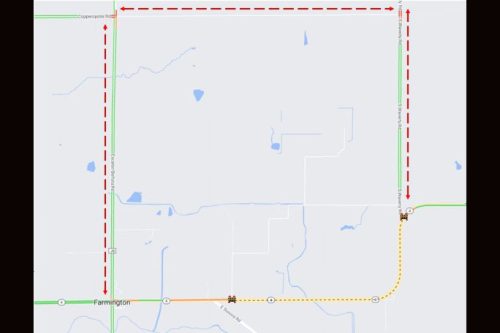 Caltrans detour route for HWY 4 in Farmington