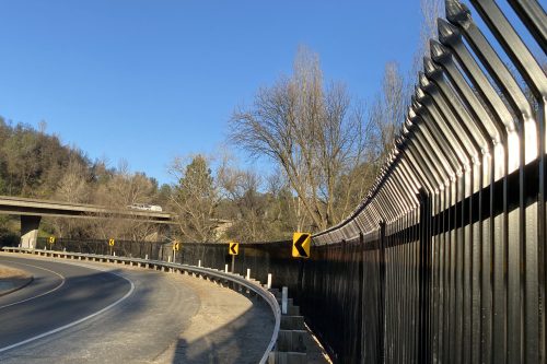 Fencing erected on HWY 108 eastbound off-ramp onto Stockton Road in Sonora