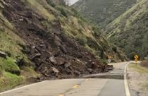 Rockslide on Highway 140 in Mariposa County