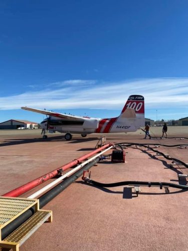 CAL Fire pilot training aircraft to take off form McClellan Airtanker Base i