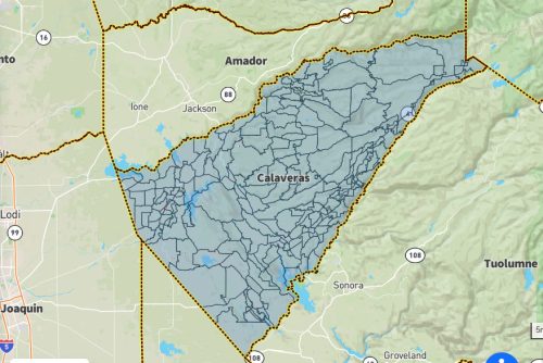 Calaveras County Sheriff's Office showing evacuation zones map