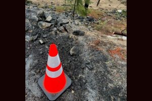 Damage on HWY 120 near the Hardin Flat Road intersection