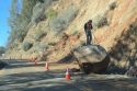 HWY 26 one-lane open after boulder found on roadway, Tuesday night - Photo taken by: Carlos Stoughton