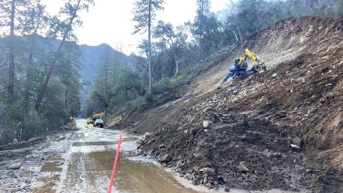 HWY 140 east of Briceburg storm damage work