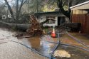 Mobile home fire in Jamestown during severe weather