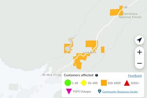 Power outage along HWY 108 in the Long Barn area