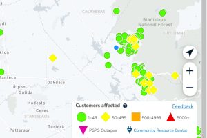 Remaining PG&E power outages in Tuolumne County