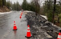 Storm damage repairs to Highway 120 at Hardin Flat Road