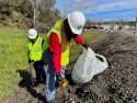 Adopt-A-Highway crew with Chicken Ranch Rancheria picking up trash on HWY 49 in Tuolumne County