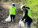Adopt-A-Highway crew with Chicken Ranch Rancheria picking up trash on HWY 49 in Tuolumne County