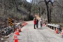 Mariposa Sheriff Jeremy Briese with Mother Lode State Sen. Marie Alvarado-Gil surveying storm damage in the county