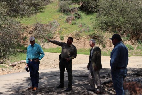 Mother Lode Congressman Tom McClintock with Mariposa Sheriff Jeremy Briese surveying storm damage in the county