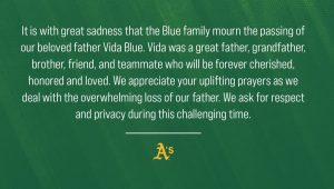 A's statement on Vida Blue