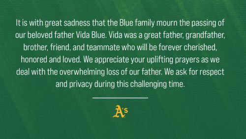 A's statement on Vida Blue
