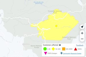 PG&E power outage in Yosemite National Park at 10:15 a.m.