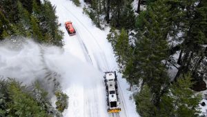 Snow removal on Highway 108 in Stanislaus National Forest