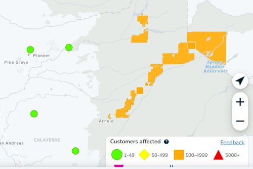 Power Outage In Calaveras County along HWY 4