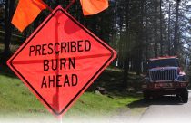 Prescribed burn with fire engine