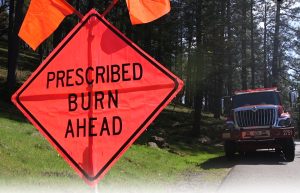 Prescribed burn with fire engine