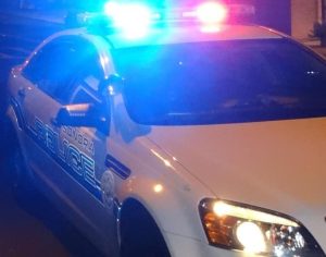 Sonora police cruiser at night
