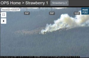 Fire near Beardsley Lake, PG&E Fire Camera