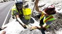 Yosemite road crews working on removing debris on Tioga Road