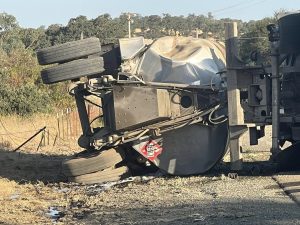Fuel tanker overturned on Highway 12