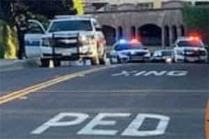 Motorcycle crash in downtown Sonora in front of the Red Church