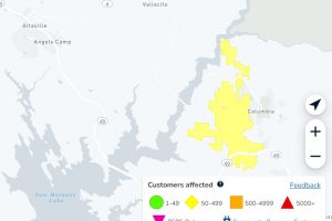 Second PG&E power outage in as many days and in Columbia and Shaws Flat areas of Tuolumne County