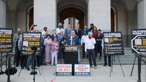 Assemblyman James Gallagher speaks at crime rally