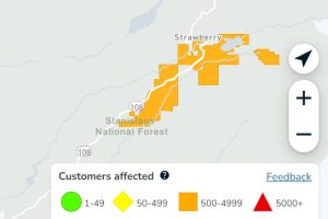 PG&E power outage in Strawberry area in the Stanislaus National Forests in Tuolumne County