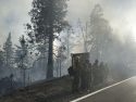Firefighter working the blaze