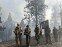 Firefighter working the blaze