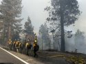 Firefighter working the blaze