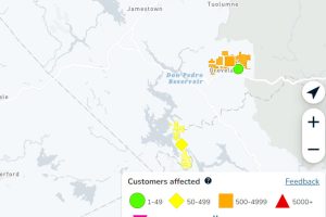 PG&E power outage in Groveland and near Lake Don Pedro