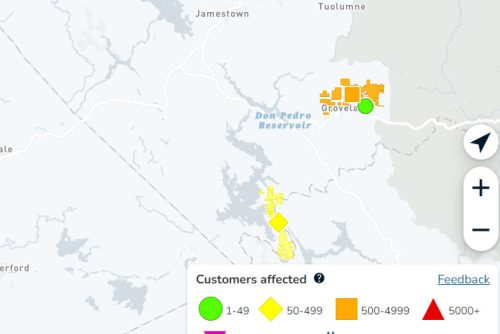 PG&E power outage in Groveland and near Lake Don Pedro