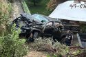 Pickup crash in backyard of residence on Oak Leaf Court in Jamestown -- Photo taken by Tuolumnecountycode3