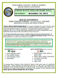 Tuolumne County To Host Green Waste Dollar Dump Day Event